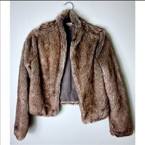 Hollister Cropped short Fur Bomber Open Jacket S